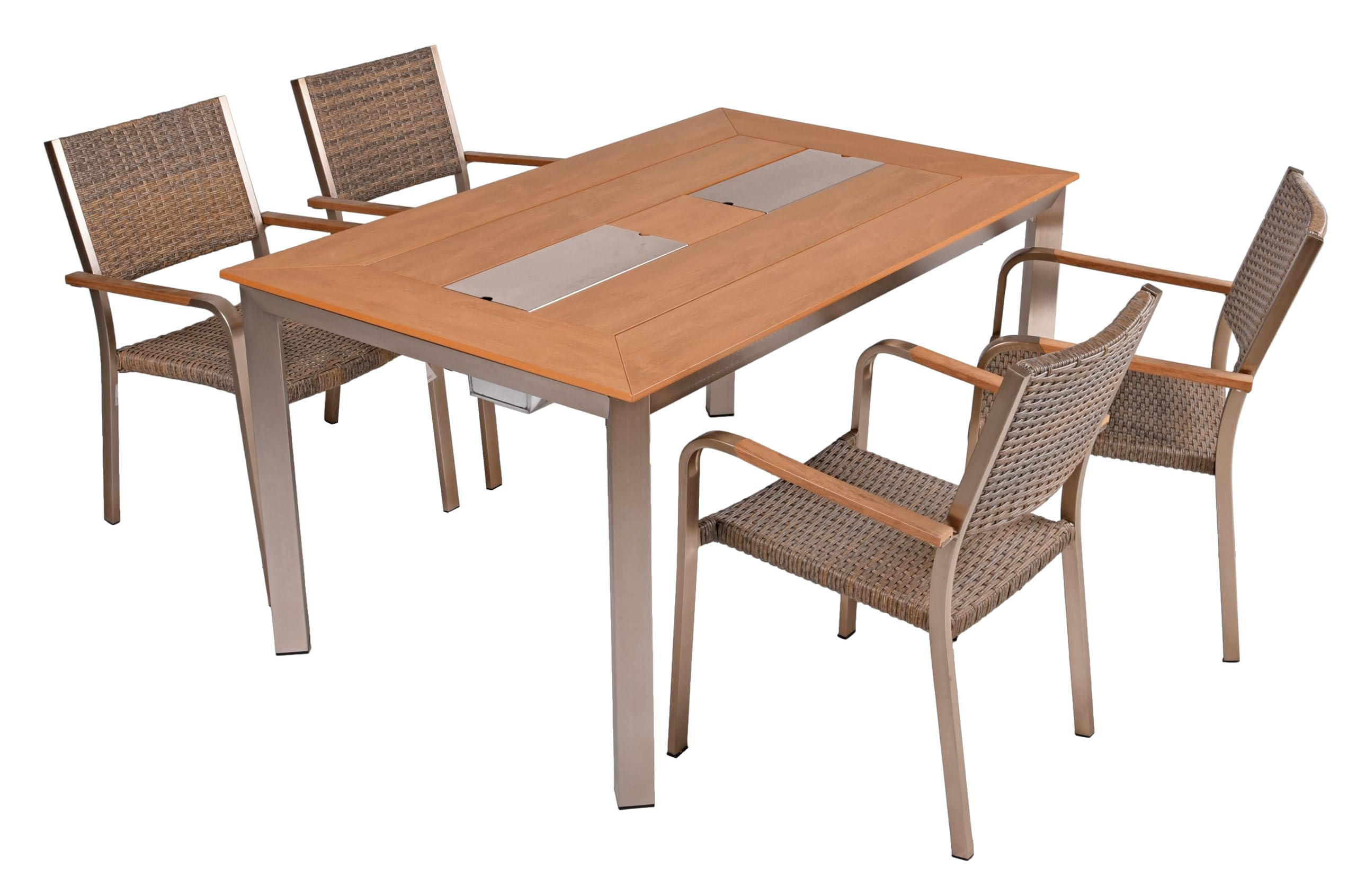 GARTENMÖBEL Set Fiona 5-teilig Gartenmöbel-Set - Braun, Kunststoff - DELUKE