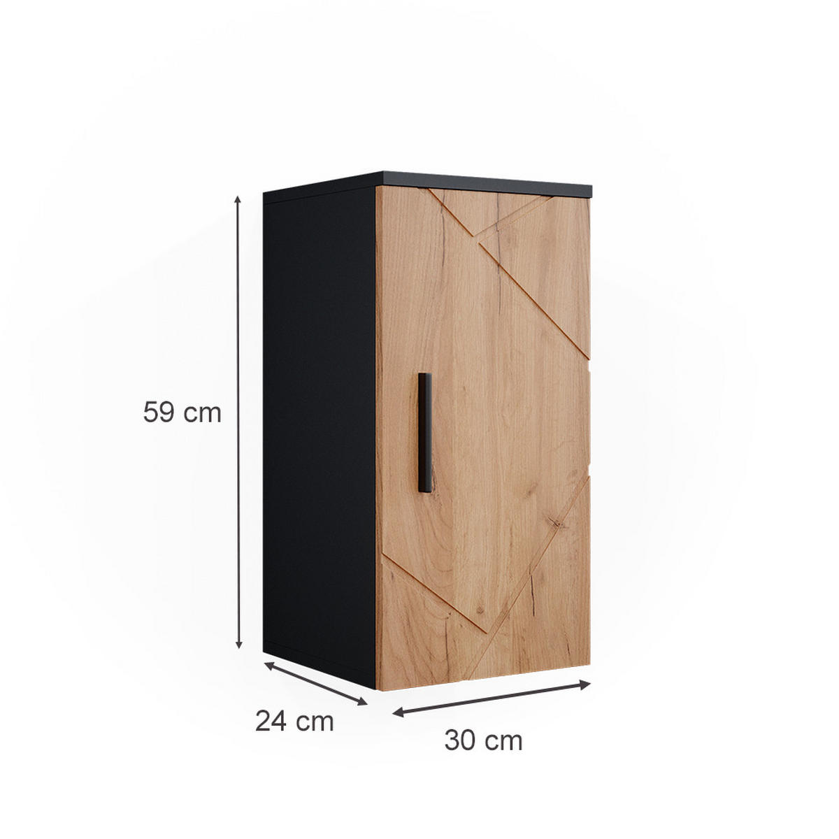 BADSCHRANK Irma Goldkraft Eiche/Anthrazit 30 x 59 cm - Anthrazit/Eiche Wotan, Holzwerkstoff (30/59/24cm) - Vicco