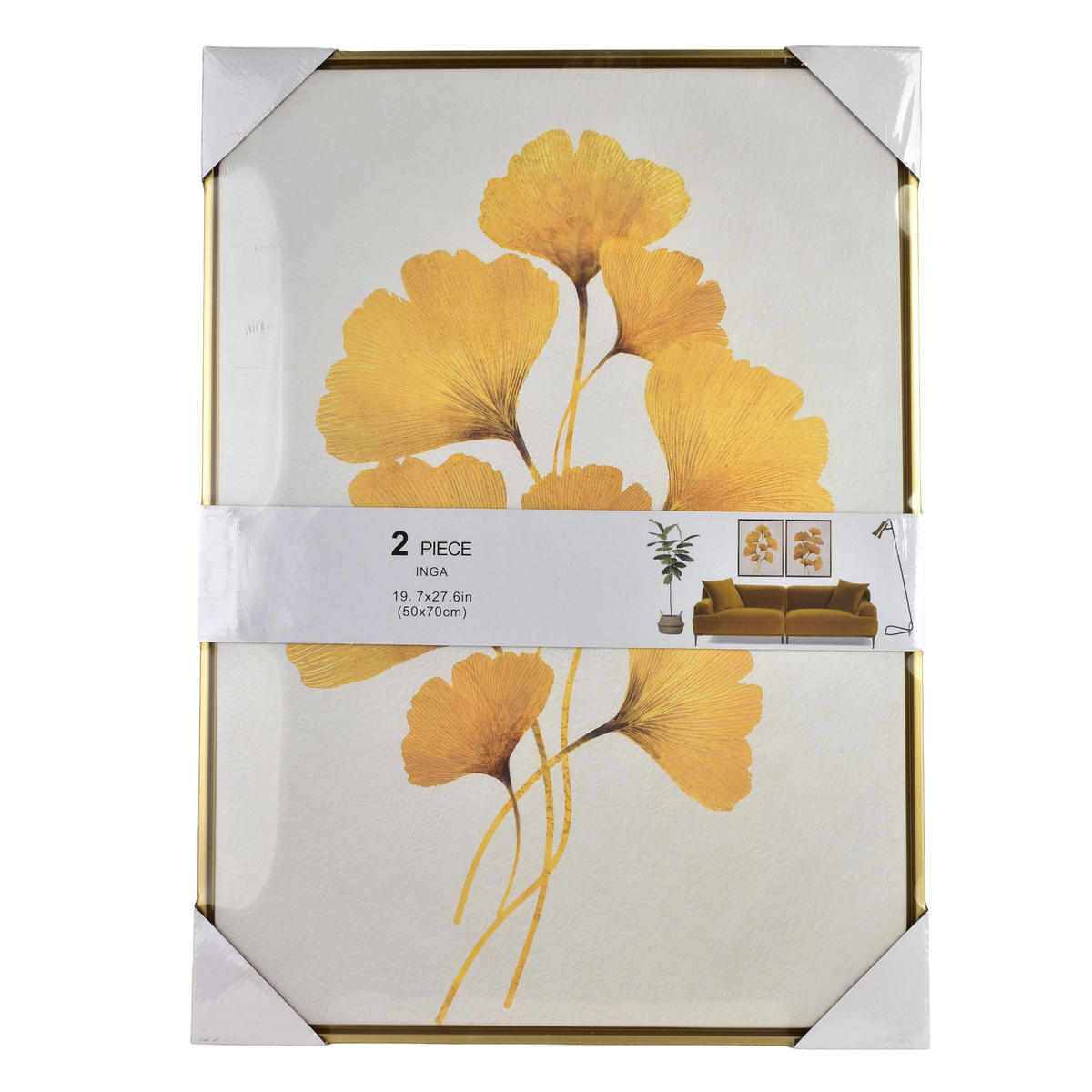 SET SLIKA, plastika, zlatna - zlatne boje, plastika (50/70cm) - Mondex