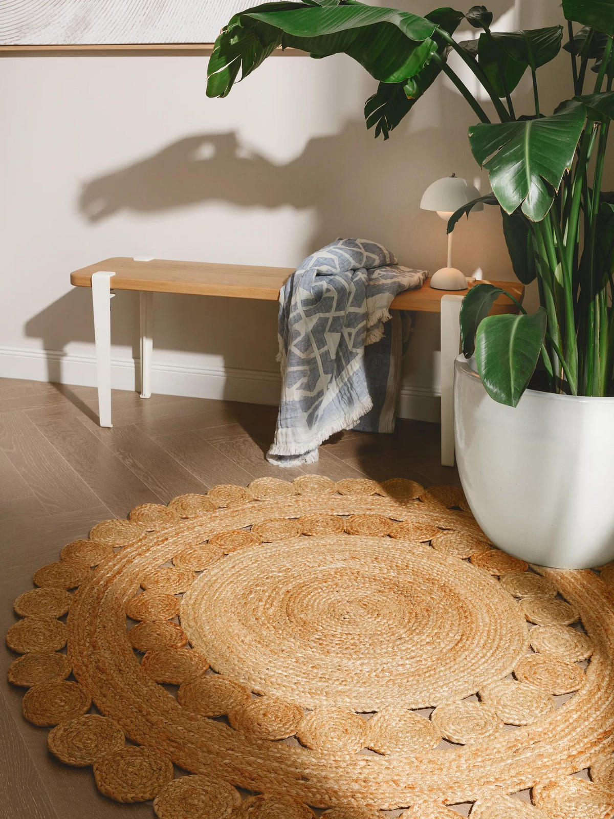 JUTETEPPICH Jutta Hellbraun ø 120 cm rund - Hellbraun, Naturmaterialien/Textil (120/120cm) - benuta Pure