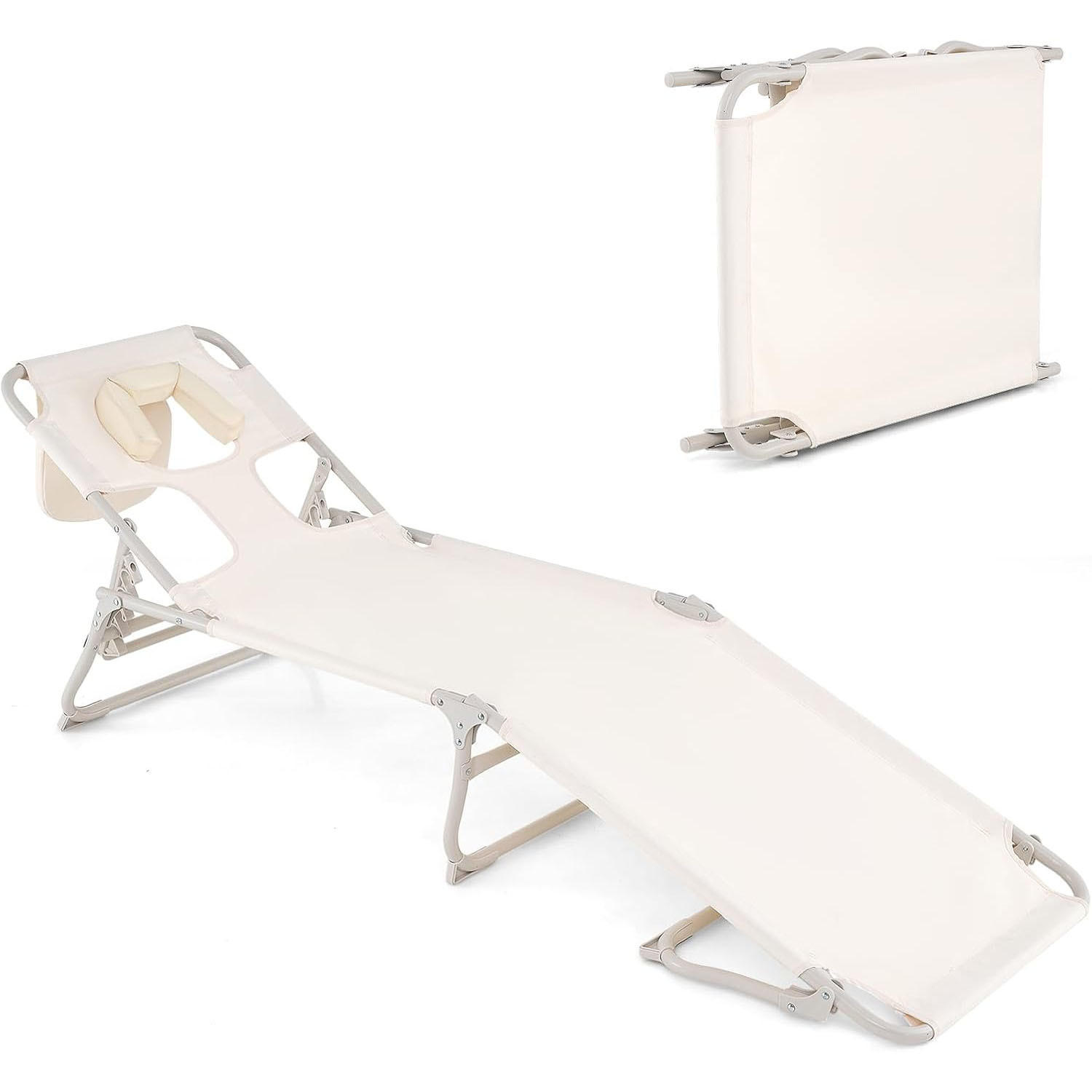 SOLSÄNG Beige - Beige, Metall (190/32/56cm) - COSTWAY