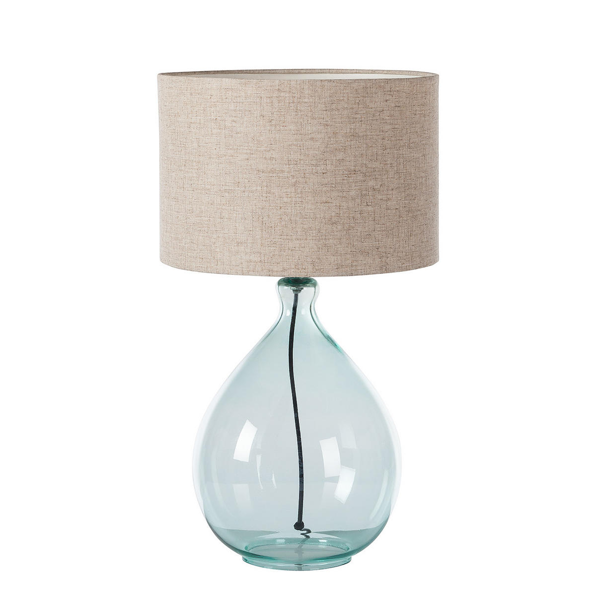 TISCHLEUCHTE - 1-flammig - Hellbraun, Glas/Textil (30/30/54cm) - home24