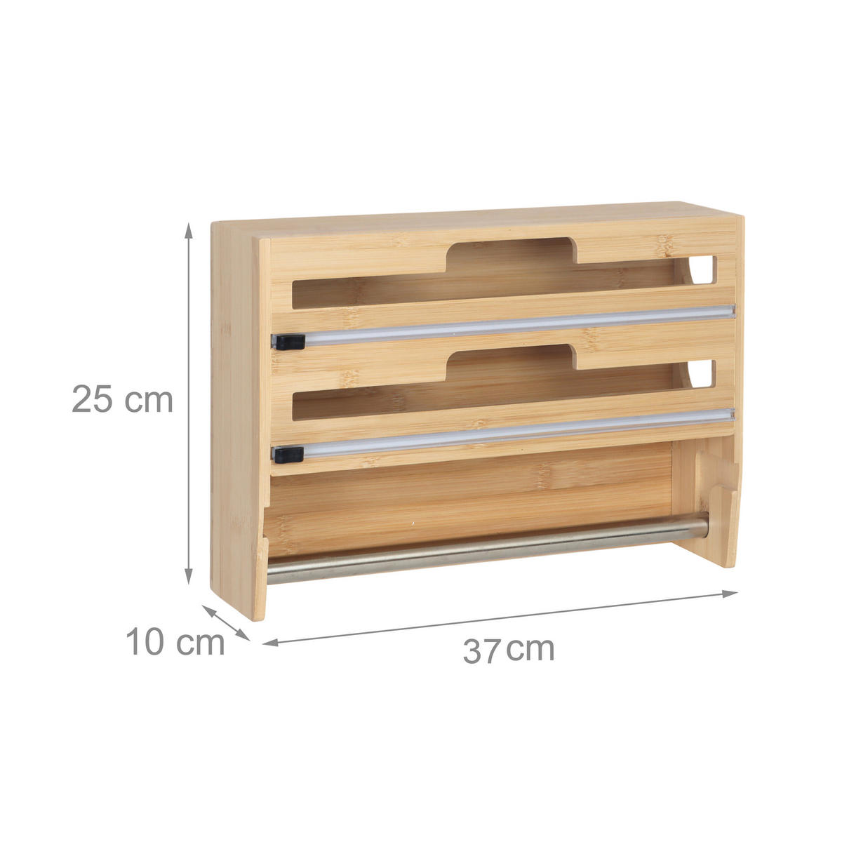 DRŽIAK na role - svetlohnedá, kov/drevo (37/25/10cm) - Relaxdays