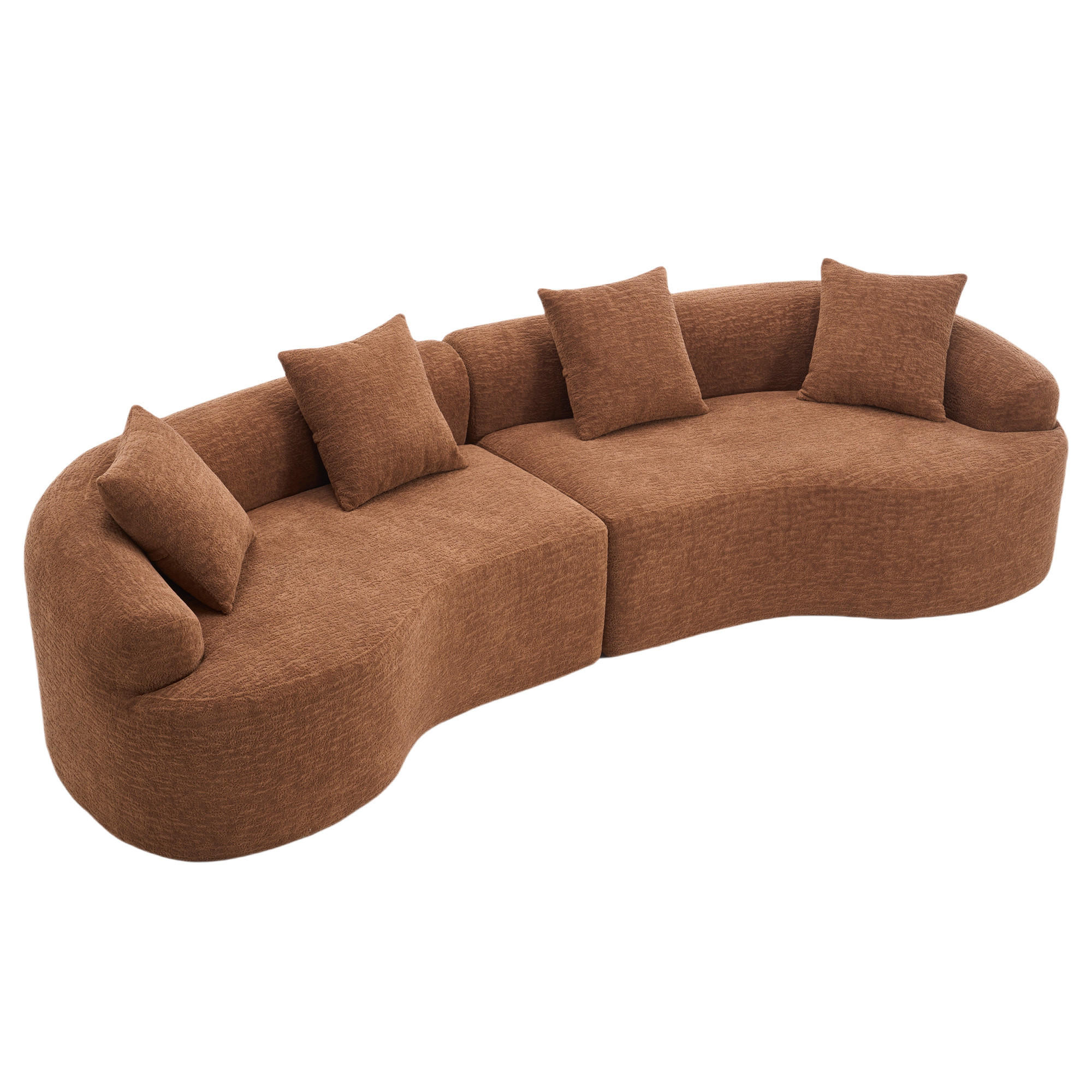 ECKSOFA 275/115/63 cm Karamell Chenille - Cognac, Textil (275/115cm) - Oxeza