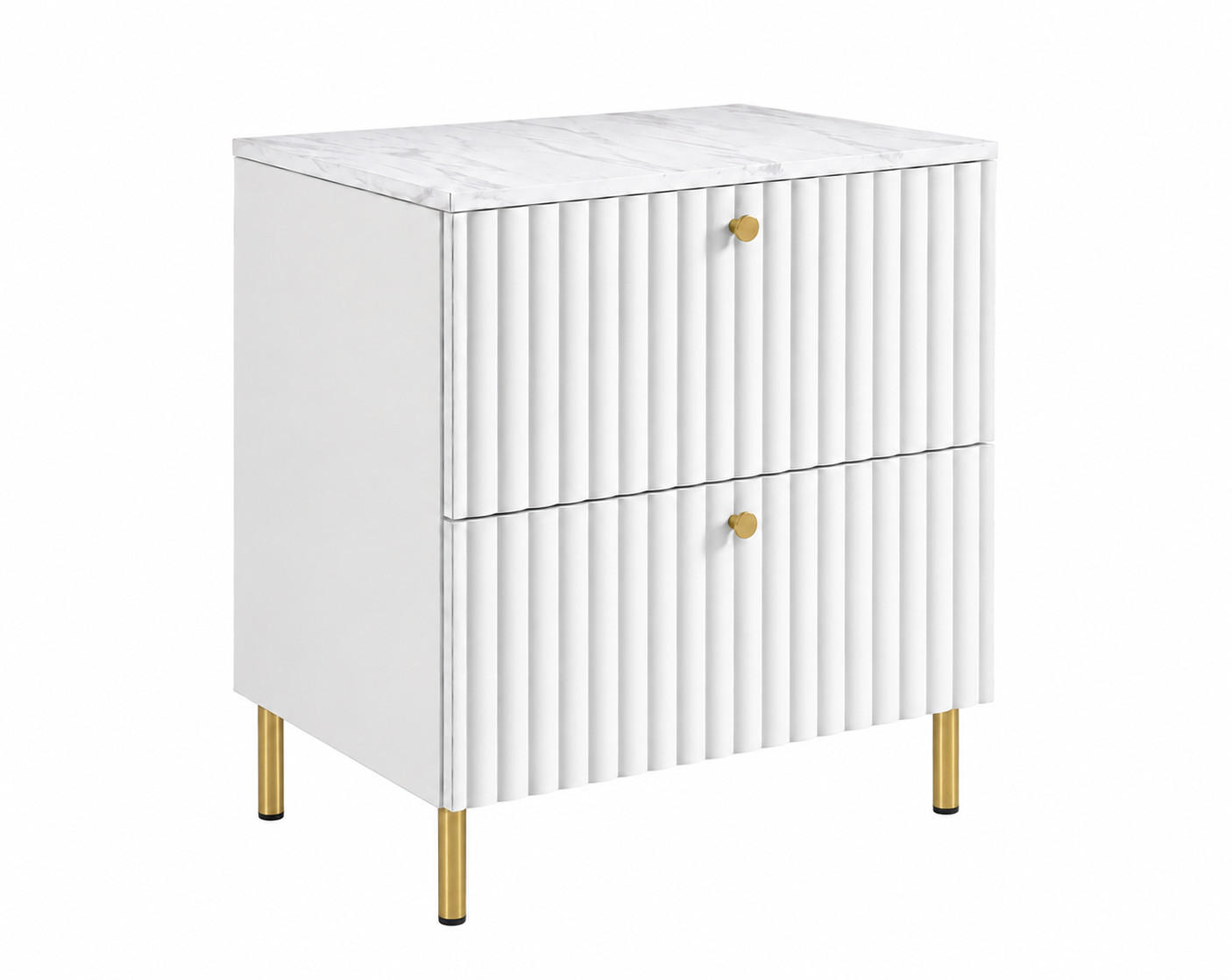 BADEZIMMERSCHRANK: Weiß / Platte Marmor Bianco / Griffe Gold / Beine Gold, 60 x 46 x 73,6 cm - Goldfarben/Weiß, Holzwerkstoff (60/73.6/46cm) - 3XE LIVING
