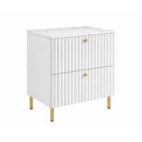 BADEZIMMERSCHRANK: Weiß / Platte Marmor Bianco / Griffe Gold / Beine Gold, 60 x 46 x 73,6 cm - Goldfarben/Weiß, Holzwerkstoff (60/73.6/46cm) - 3XE LIVING
