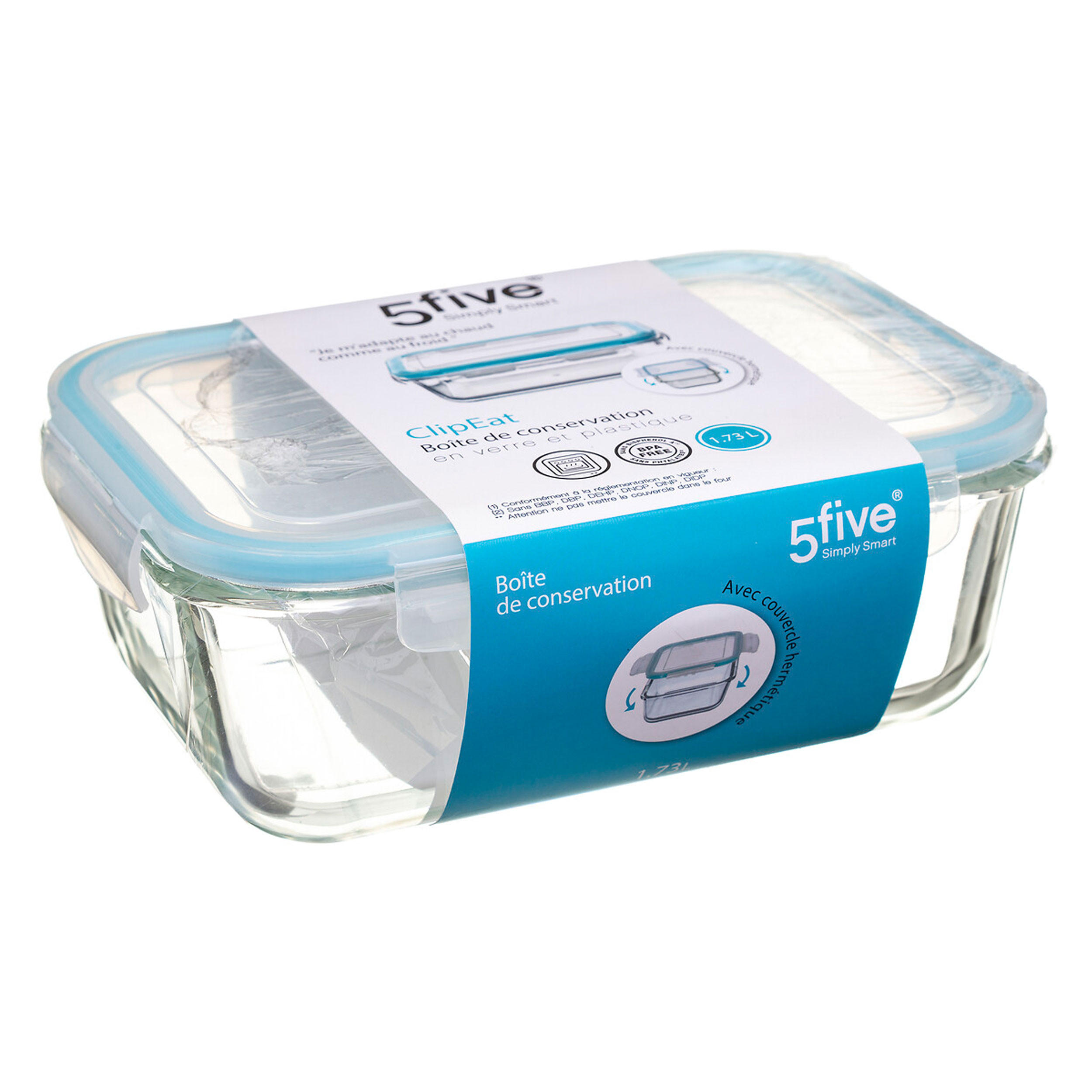 VORRATSDOSE Clipeat, Borosilikatglas, Transparent, Blau, 1.73 Liter - Transparent, Glas (17/8.7/23.5cm) - 5five Simply Smart