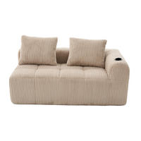 DVOUMÍSTNÁ pohovka 158/93/61 cm khaki z kordurové látky s bočními kapsami a držáky nápojů - písková barva, textil (93/61/158cm) - OKWISH