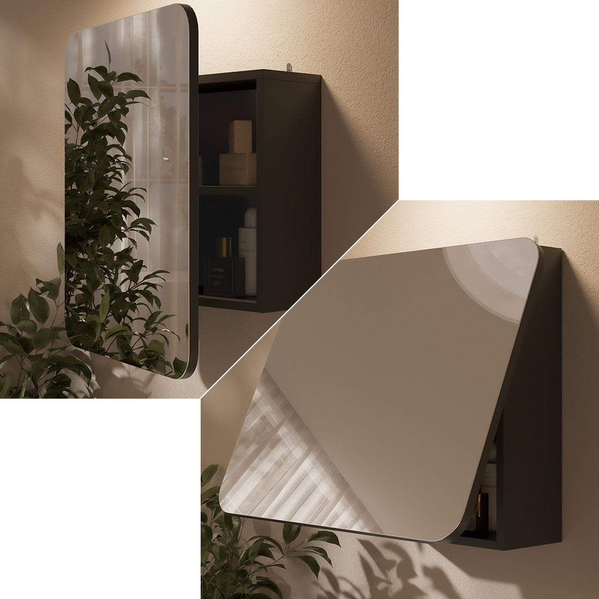 KOUPELNOVÁ ZRCADLOVÁ SKŘÍŇKA Zino Antracit - antracitová, kompozitní dřevo (60/50/17.4cm) - Vicco