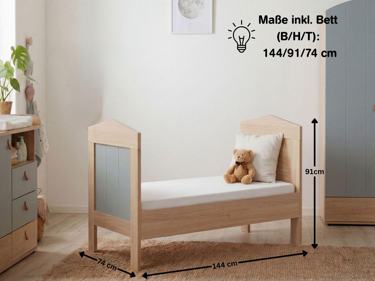 SET Umbauseiten Nagano Oak für Juniorbett Roofy 70 x 140 cm - Eichefarben, Holzwerkstoff - arthur berndt