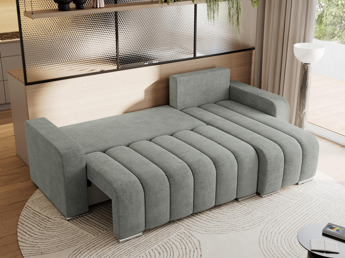ECKSOFA KIRASSO L Grau Stukture - Grau, Textil (245/147cm) - MKS