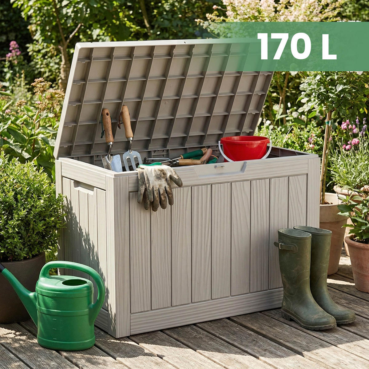 GARTENBOX 170L Grau - Grau, Kunststoff (77.5/55.5/43cm) - Akord