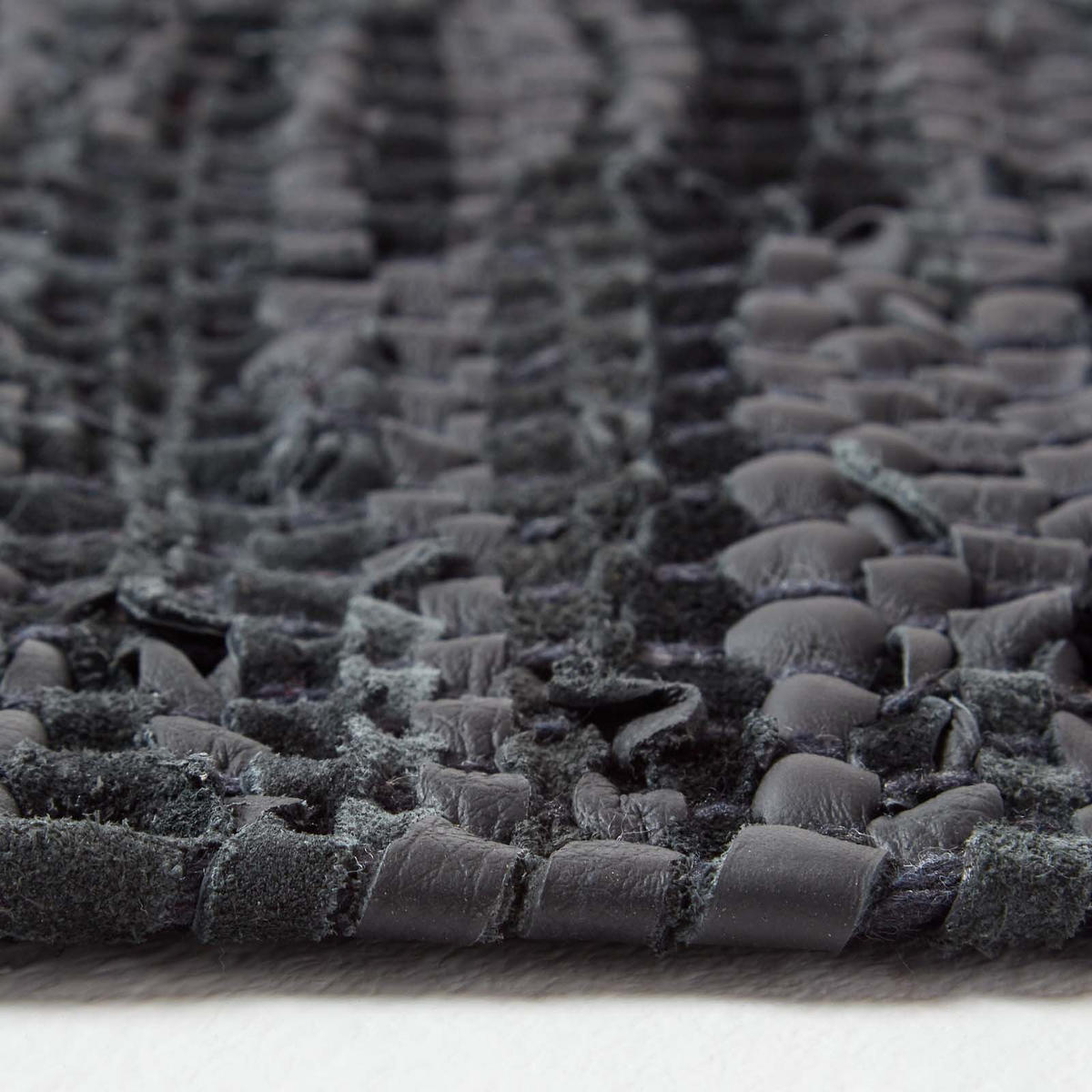 LEDERTEPPICH Denver gewebt 90/150 cm - Schwarz, Leder (90/150cm) - Homescapes