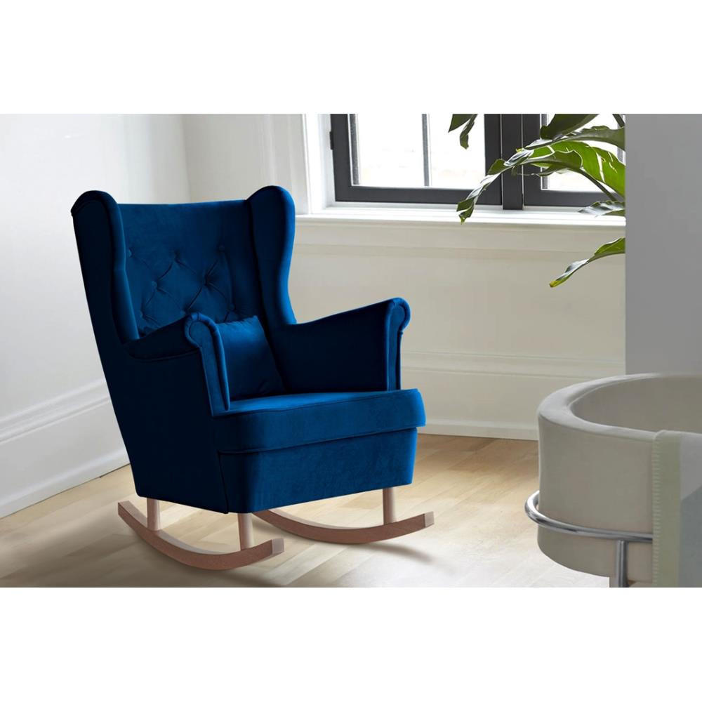 SCHAUKELSTUHL Fabio dunkelblau mit Buchenbeinen - Buchefarben/Dunkelblau, Textil (82/103/108cm) - Beautysofa