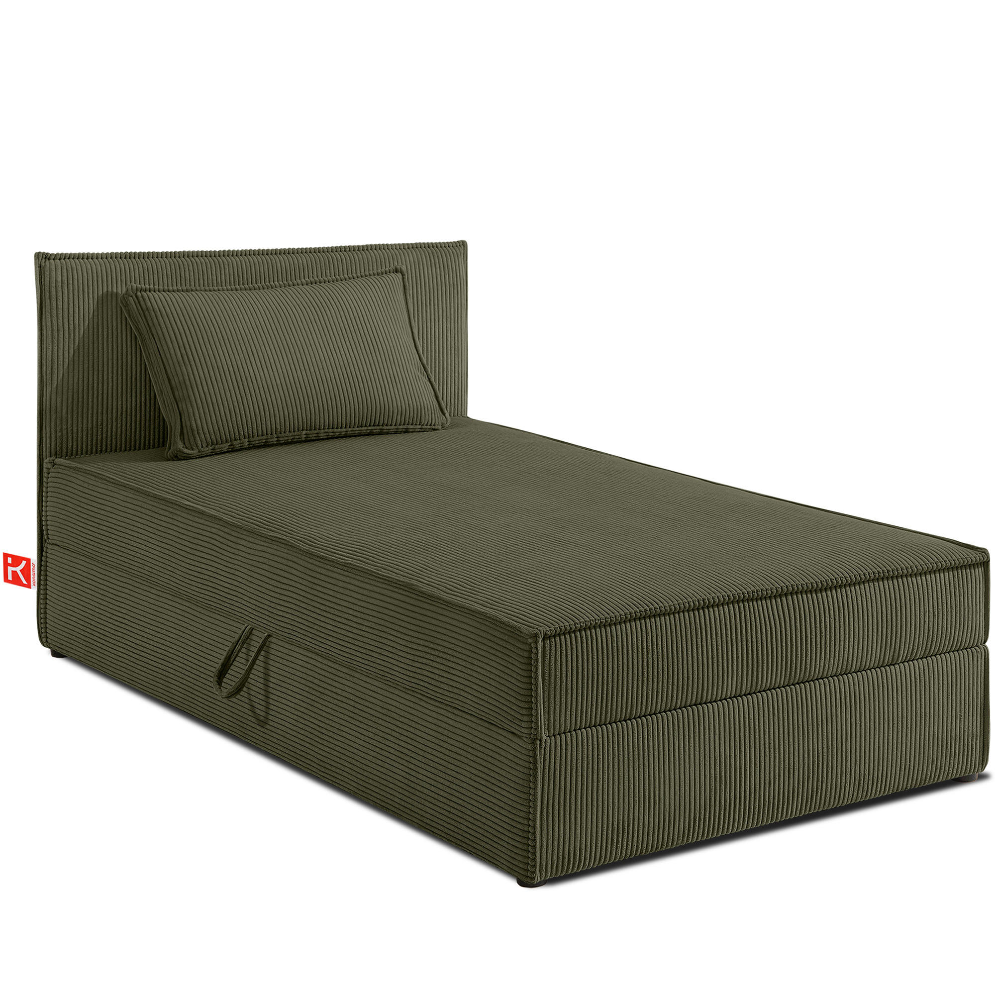 BOXSPRINGBETT ROTI Einzelbett, oliv - Schwarz/Olivgrün, Holz/Holzwerkstoff (100/200cm) - KONSIMO®