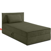 BOXSPRINGBETT ROTI Einzelbett, oliv - Schwarz/Olivgrün, Holz/Holzwerkstoff (100/200cm) - KONSIMO®
