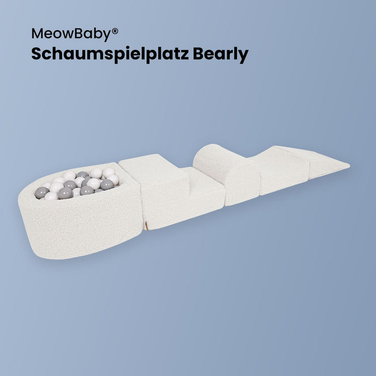 BÄLLEBAD klein mit Schaumstoff Bausteinen, Bearly, Creme - Koralle/Silberfarben, Textil (250/45/30cm) - MeowBaby