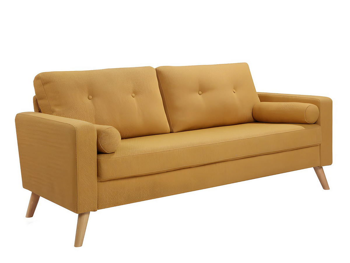 COUCHGARNITUR - 5 Personen - stoff - gelb Tatum - Gelb, Holz/Textil (130/83/81cm) - Vente-Unique