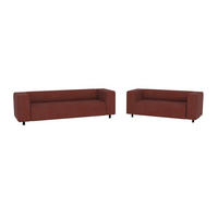 SITZGARNITUR 3+2 Tove Terrakotta Cord - Terracotta/Schwarz, Holz/Kunststoff (175/65/80cm) - S-Style Möbel