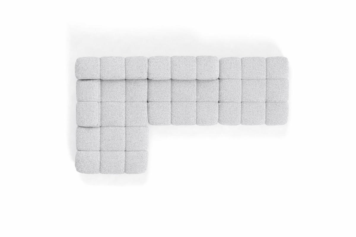 ECKSOFA L-Form Modular Mit Hocker, Bouclé-Stoff Abriamo, Hellgrau, Links, Selia - Hellgrau, Holz (285/160cm) - Kaiser Möbel