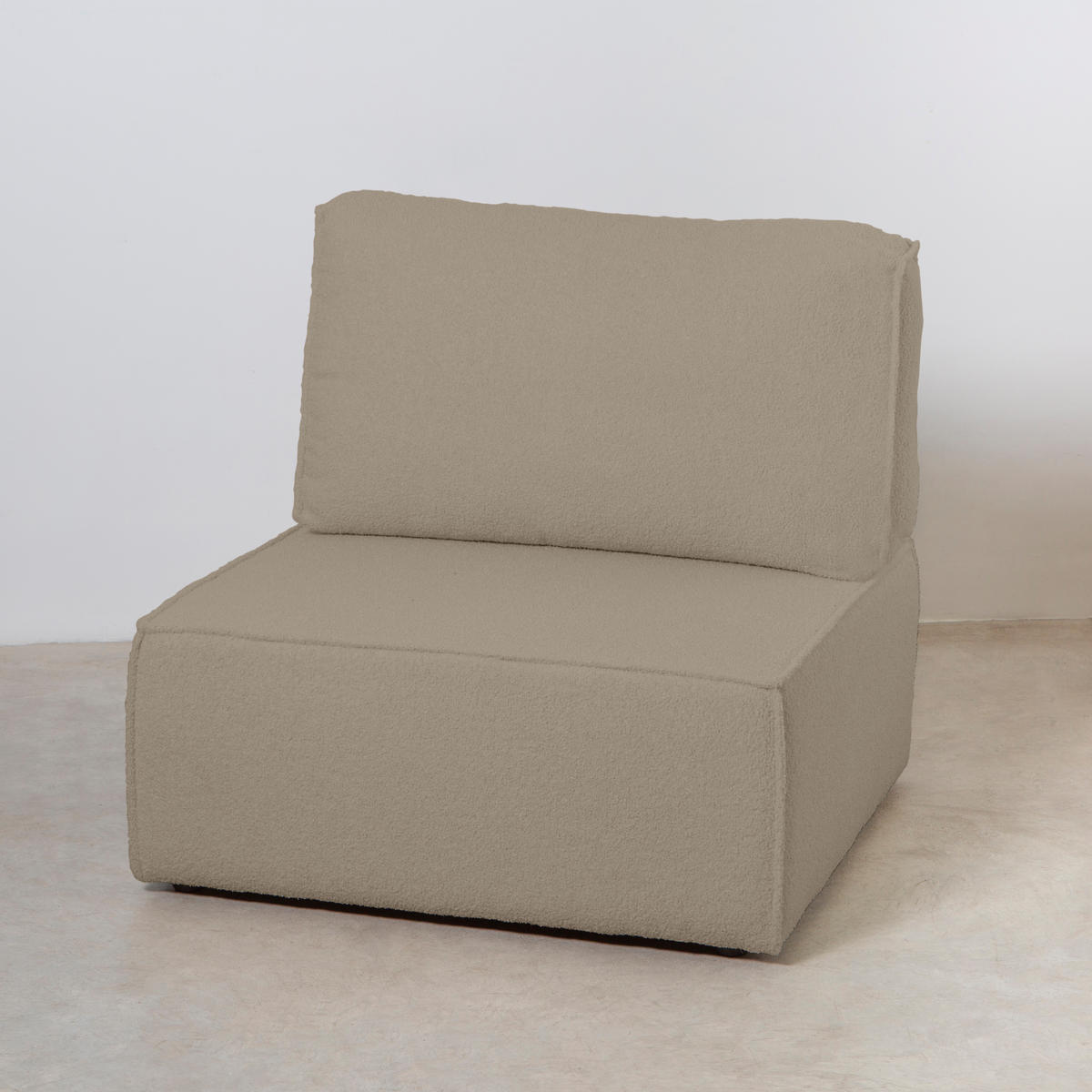 3-SITZER-SOFA Chaiselongue bezogen Bouclé und Kiefernholz Stein LEA - Braun, Textil (278/87/90cm) - RNT By Really Nice Things