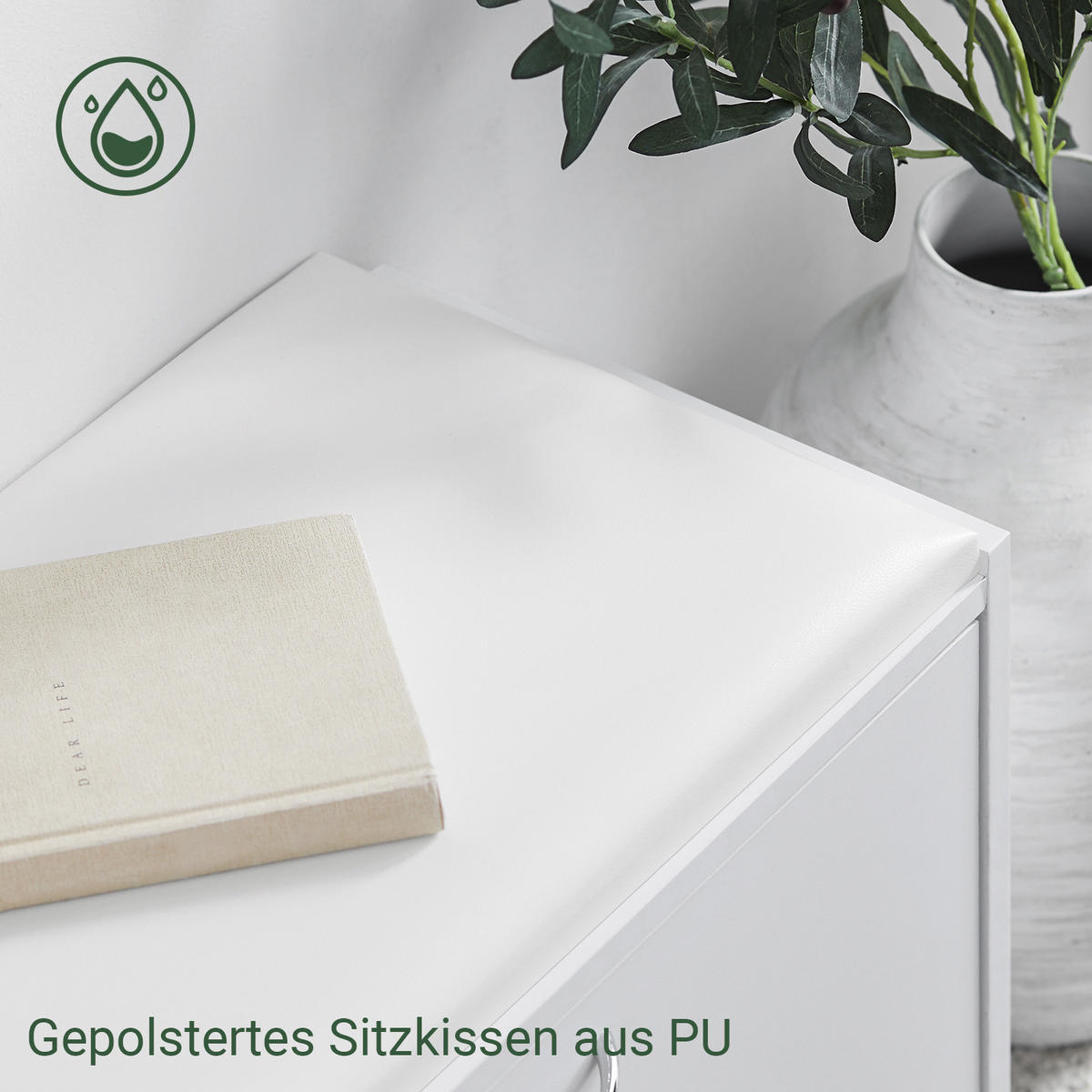 SCHUHBANK Weiß - Weiß, Holzwerkstoff (60/47/30cm) - SoBuy