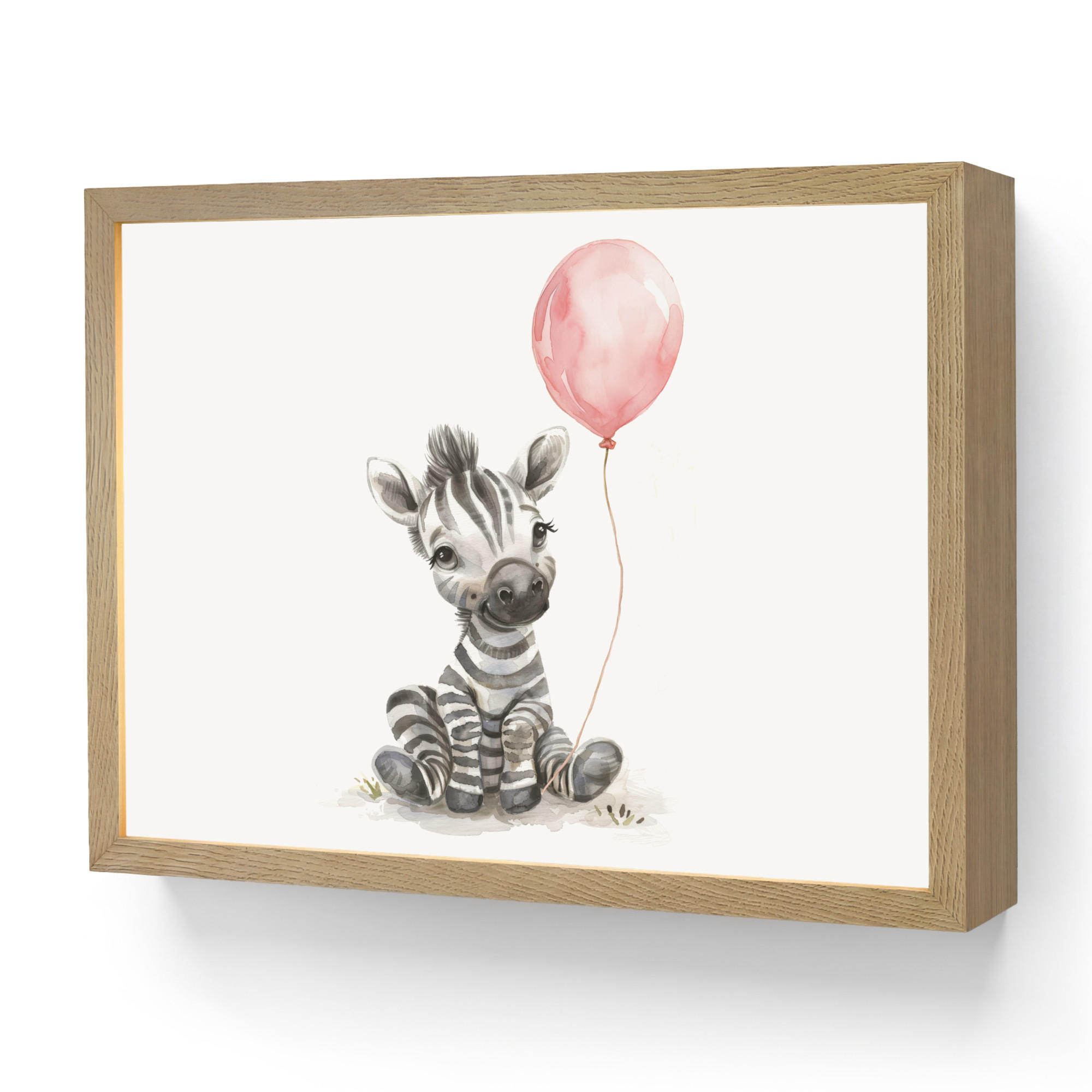 OnlyWow NÁSTĚNNÁ LAMPA S AKUMULÁTOREM Zebra - Dítě - Zvířata - Růžový balónek 40x30 cm