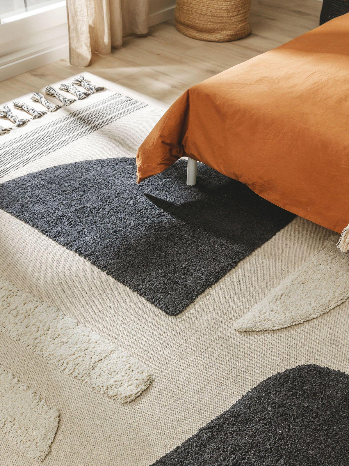 BAUMWOLLTEPPICH Gibson Schwarz/Weiß 160x230 cm - Schwarz, Textil (160/230cm) - benuta Pop