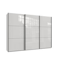 SCHWEBETÜRENSCHRANK 3-türig B300/H216/T65 cm in Weiß mit Glasfront, Kleiderschrank inkl. Vollausstattung / 22036 - Eichefarben/Weiß, Holzwerkstoff/Metall (300/216/65cm) - luma-home