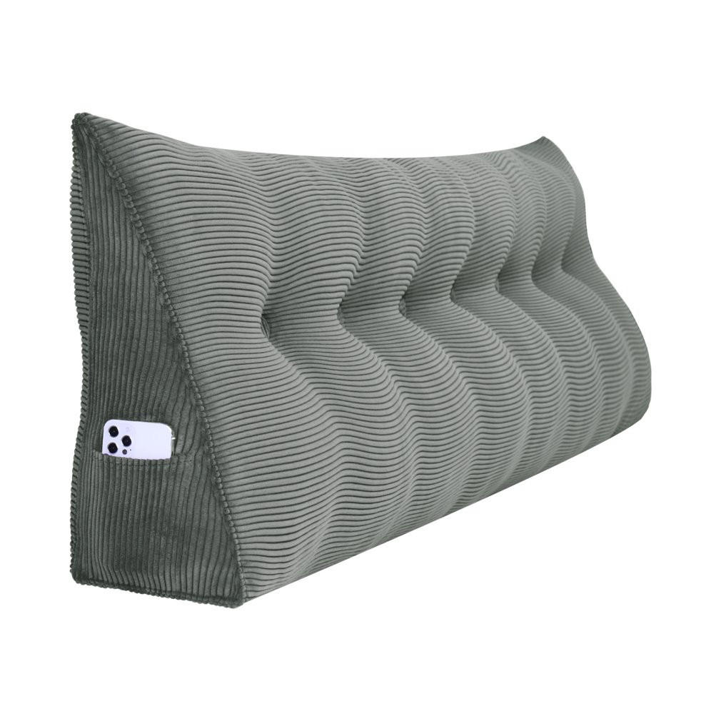 RÜCKENKISSEN für Bett Kord Grau 200 cm - Grau, Textil (50/200cm) - Vercart