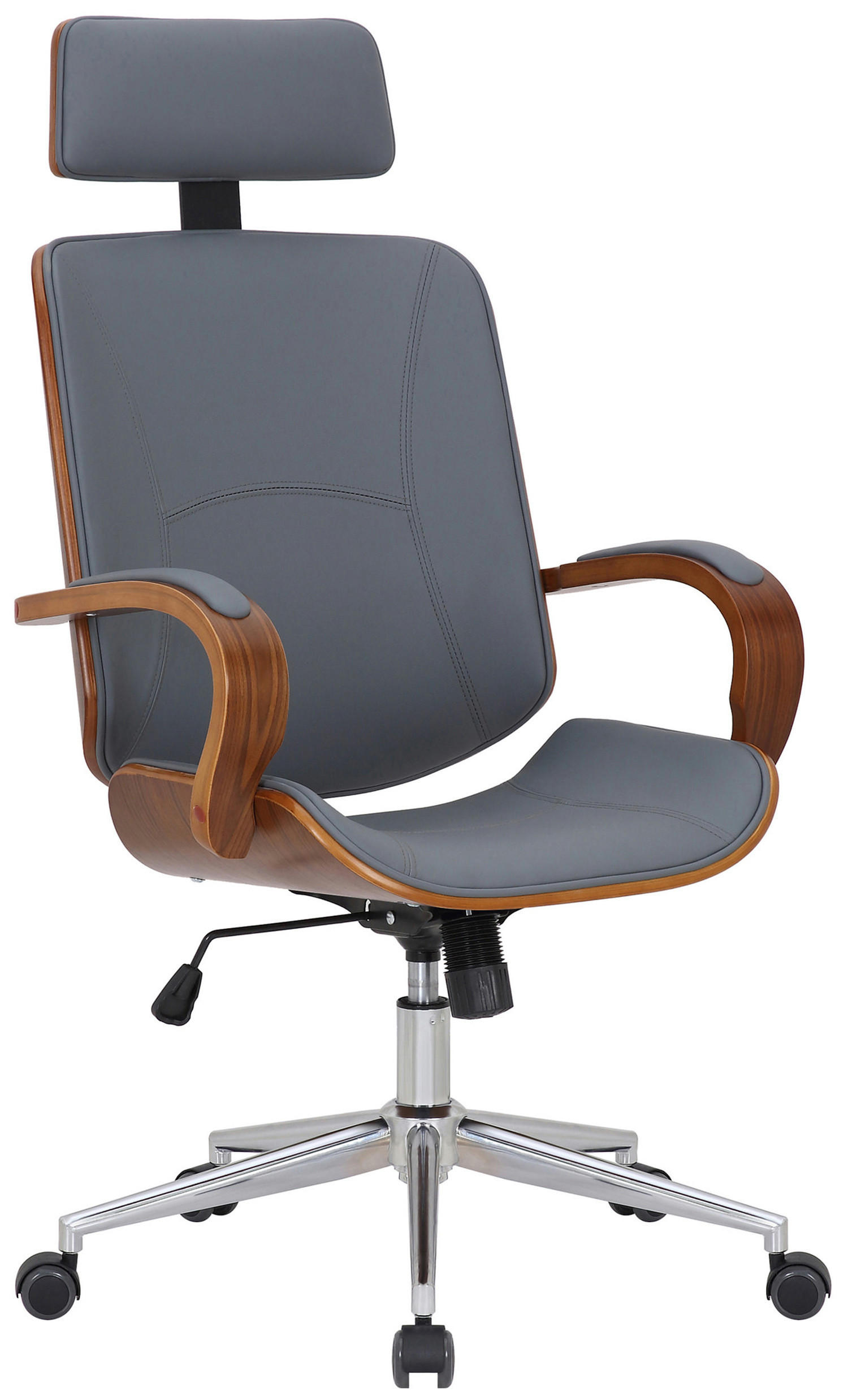 BÜROSTUHL Daytona, Walnuss/Grau - Walnussfarben/Grau, Textil/Metall (70/125/70cm) - TPFLiving