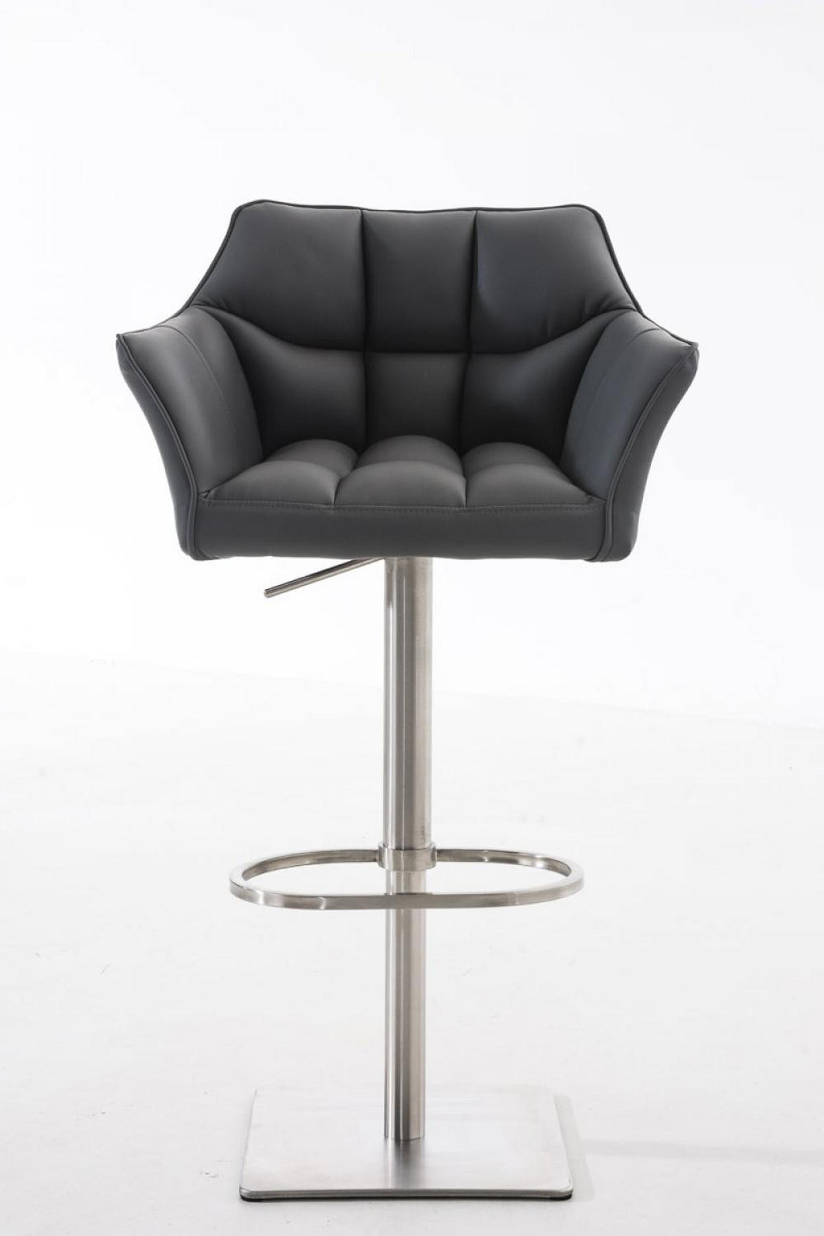 BARHOCKER Lederlook Grau - Edelstahlfarben/Grau, Textil/Metall (64/88/45cm) - CLP