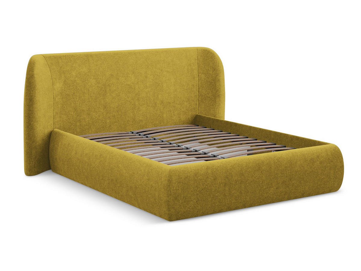 POLSTERBETT mit Bettkasten und Lattenrost 230x215 Gelb - Currygelb/Gelb, Kunststoff/Textil (180/200cm) - Makamii