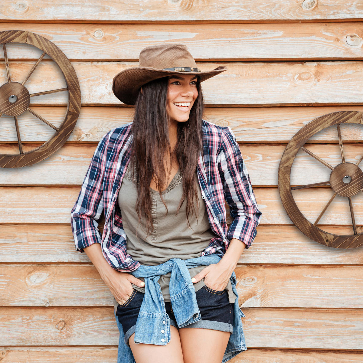 2XWAGENRAD - Braun, Holz/Kunststoff (40/40/2.5cm) - Relaxdays