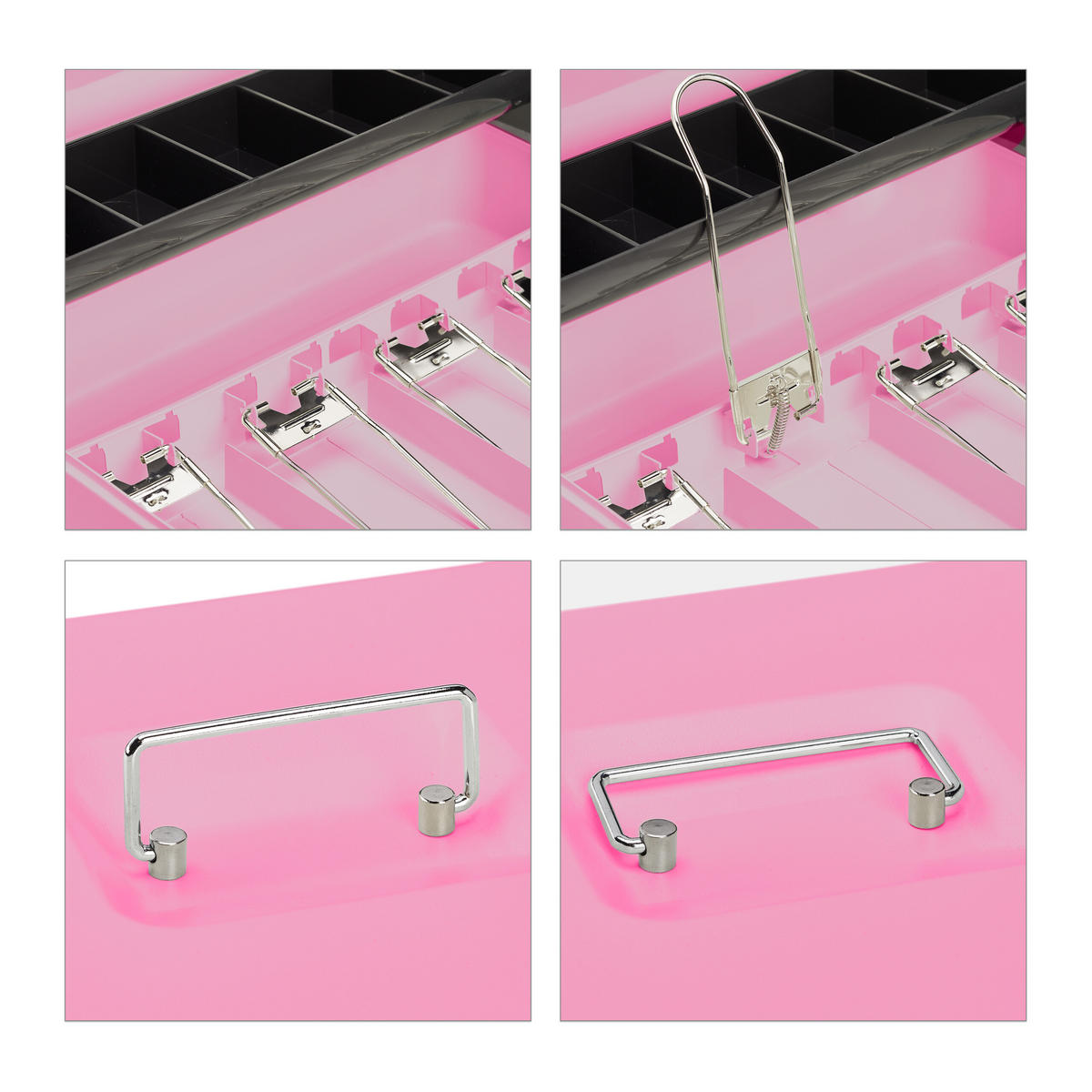 CASETA Roz cu încuietoare - roz, material plastic/metal (30.5/8.5/24.5cm) - Relaxdays