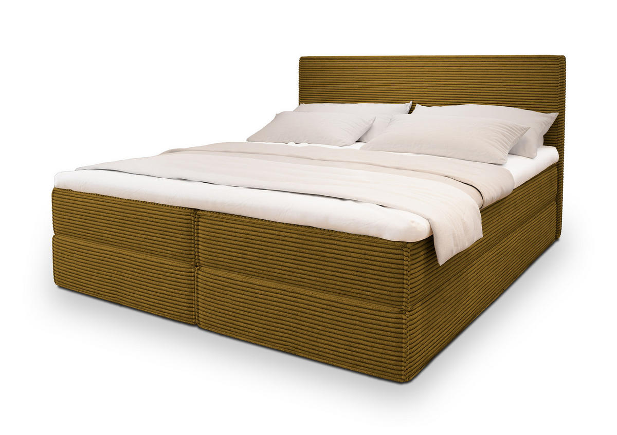 POSTEL BOXSPRING PELLIO 140x200 cm, s matrací a úložným prostorem, žlutá - žlutá, kompozitní dřevo/textil (140/200cm) - MASSENO