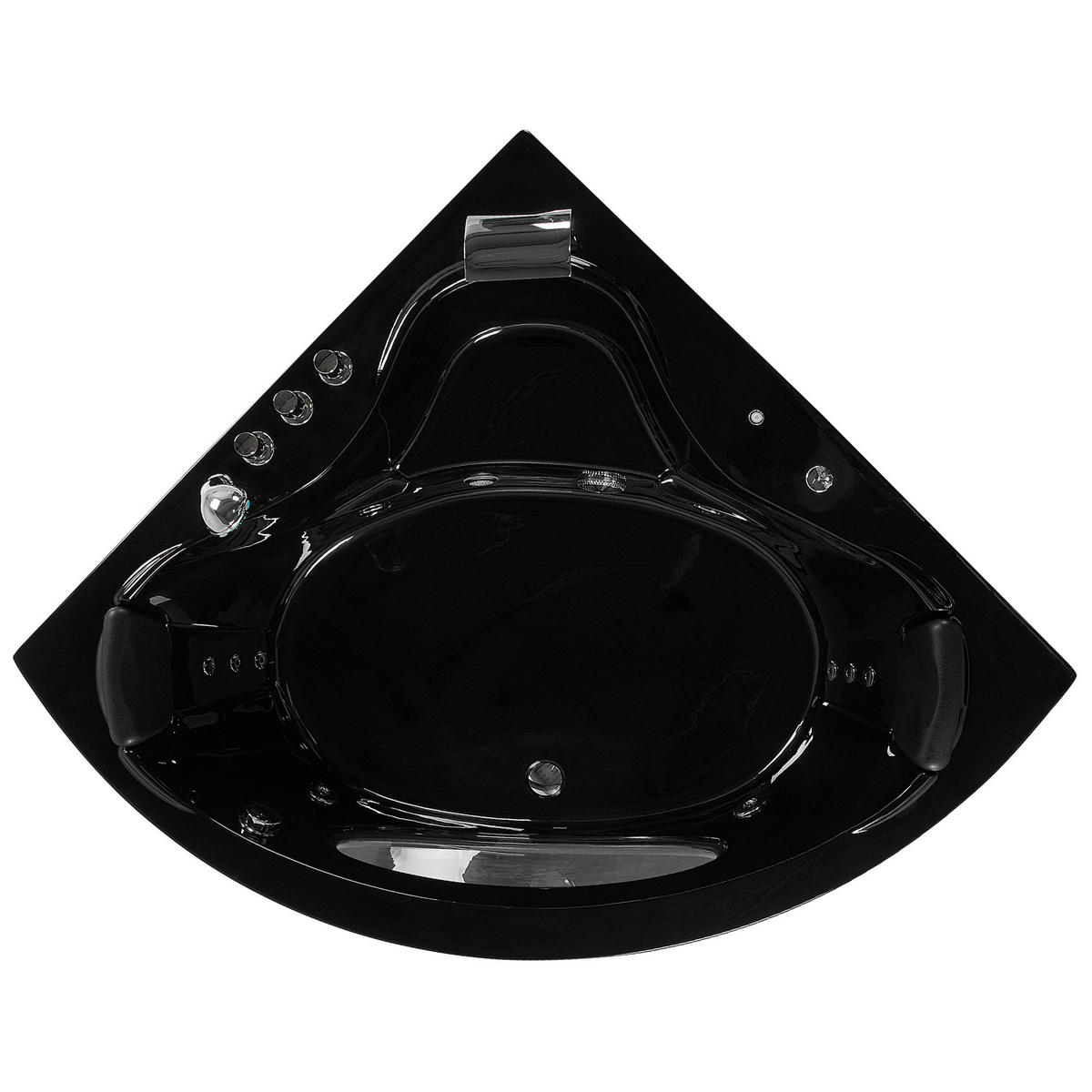 WHIRLPOOL-BADEWANNE mit LED 146x205x61 cm schwarz Tocoa - Schwarz, Kunststoff (146/61/205cm) - Beliani