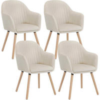 ESSZIMMERSTUHL 4er-Set, Samt, Massivholz, Creme - Creme/Naturfarben, Holz/Textil (42/81/50cm) - Woltu