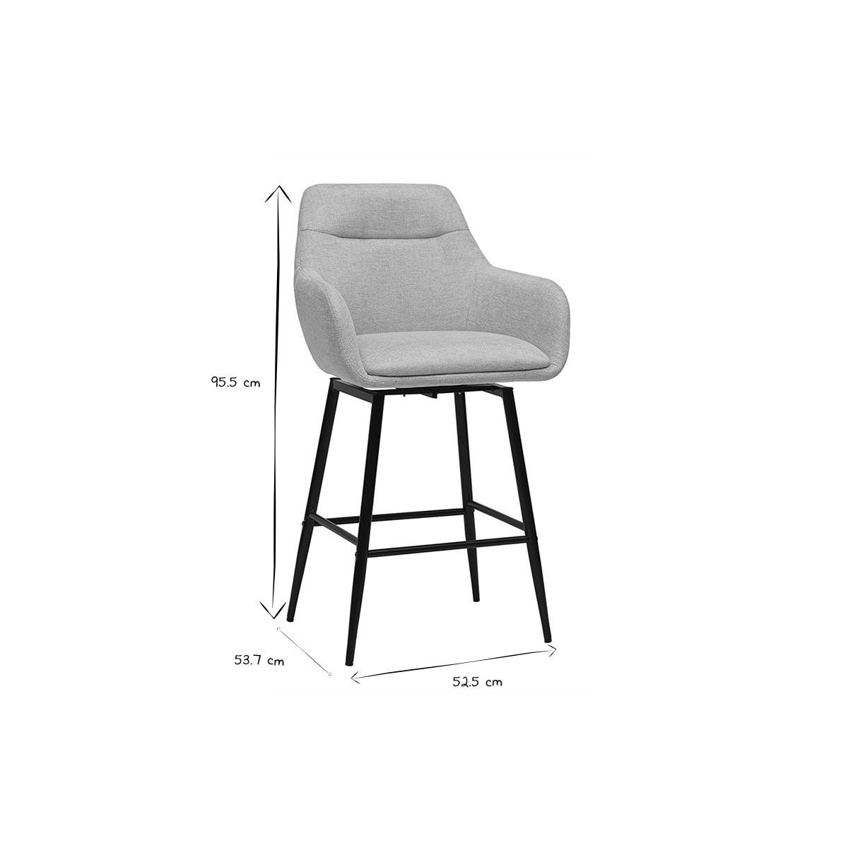 BARHOCKER drehbar 360° aus Stoff in Samtoptik beige und Metall H66 cm (2er-Set) ALESS - Beige, Textil (53.7/95.5/52.5cm) - Miliboo