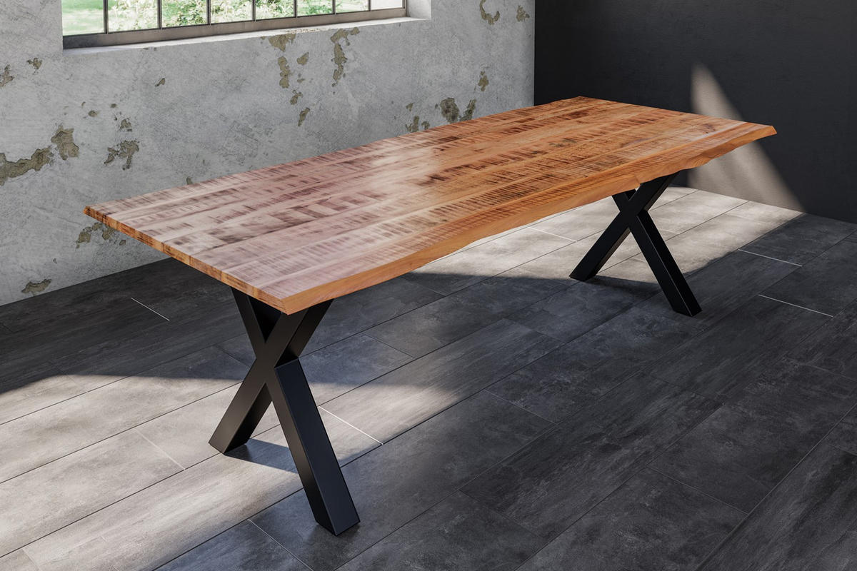 ESSTISCH DORA X - Beige/Schwarz, Holz/Metall (100/260/77cm) - SAM