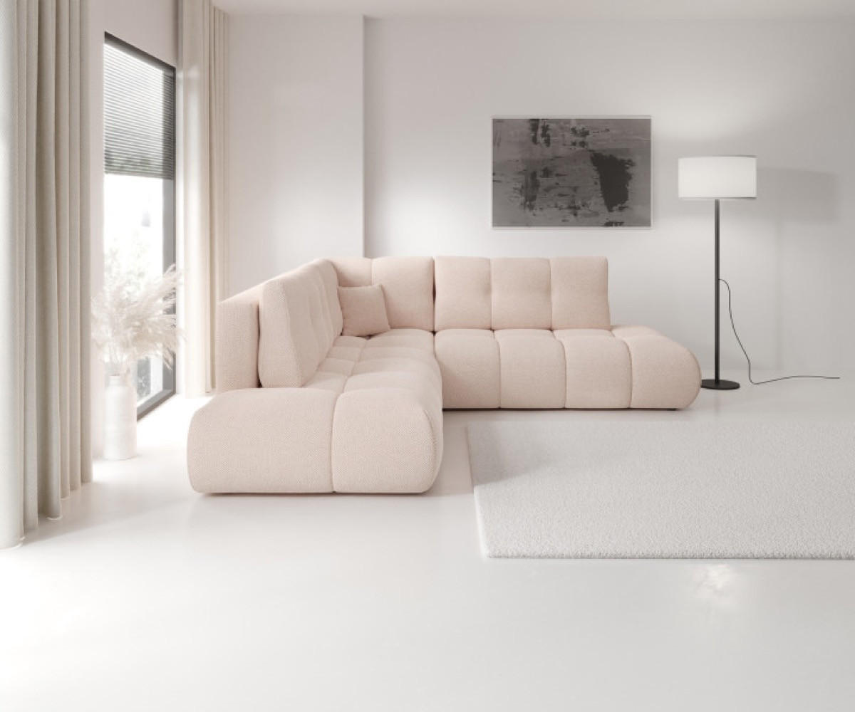 ECKSOFA Hellrosa SOHI Curio 60 Ausziehbar Mit Schlaffunktion - Rosa, Textil (266.5/266.5cm) - Sepro Meble