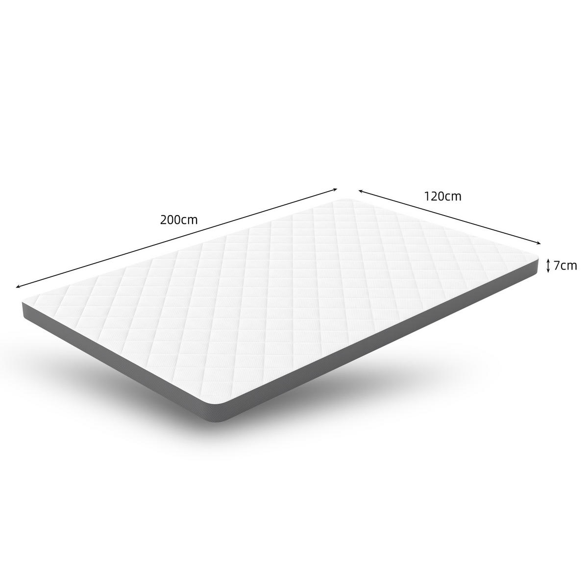 KOMFORTSCHAUMMATRATZE 120/200 cm Weiß + Grau Höhe 7 cm, H3 - Weiß, Textil (120/200cm) - Oxeza