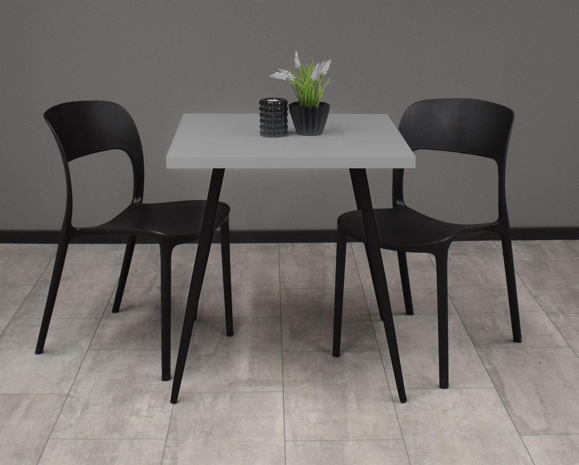 BISTROTISCH Ekaterina 70x70x75 schwarz matt/kreidegrau matt lack - Hellgrau, Metall (70/70/75cm) - 58aufmkessel