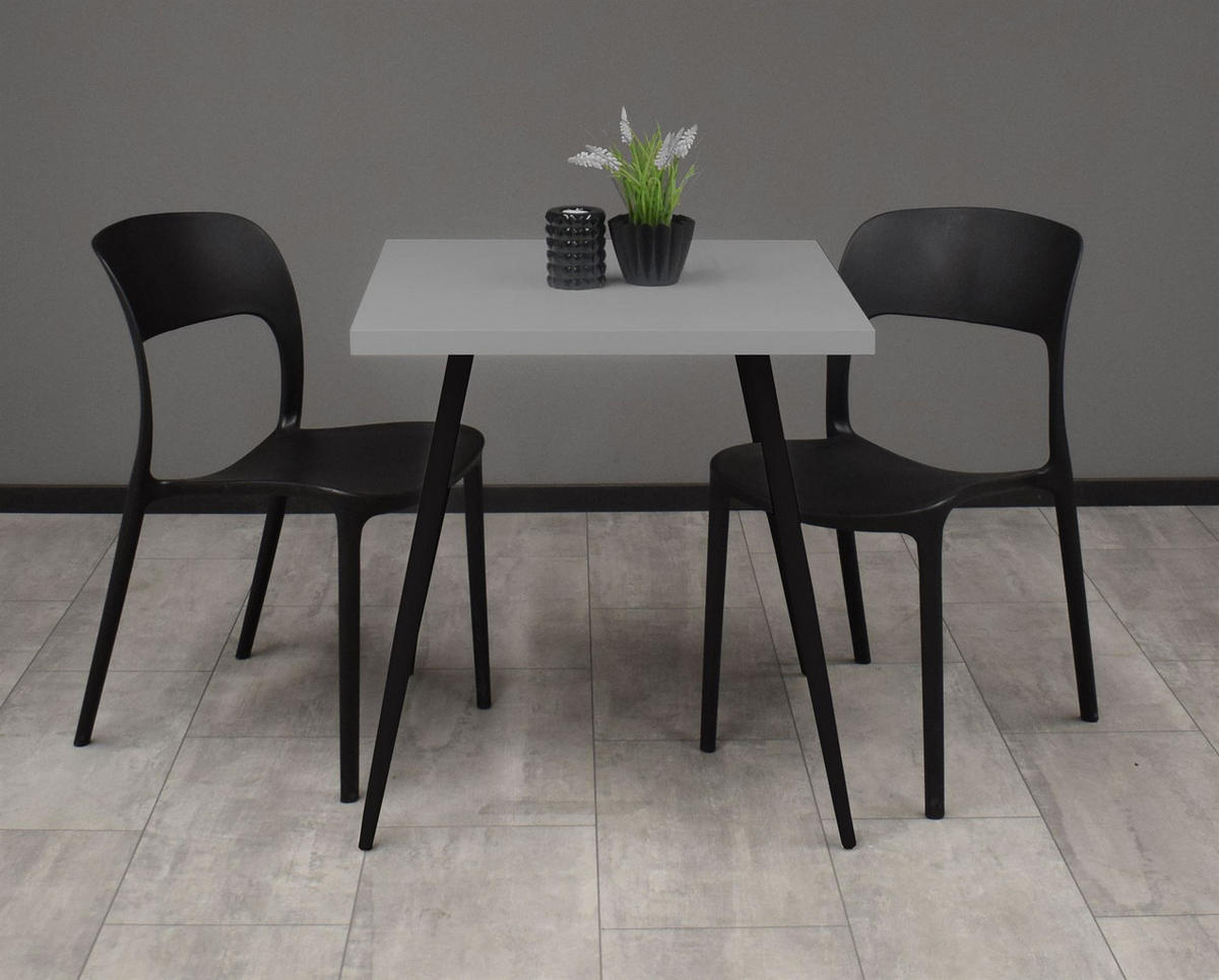 BISTROTISCH Ekaterina 70x70x75 schwarz matt/kreidegrau matt lack - Hellgrau, Metall (70/70/75cm) - 58aufmkessel