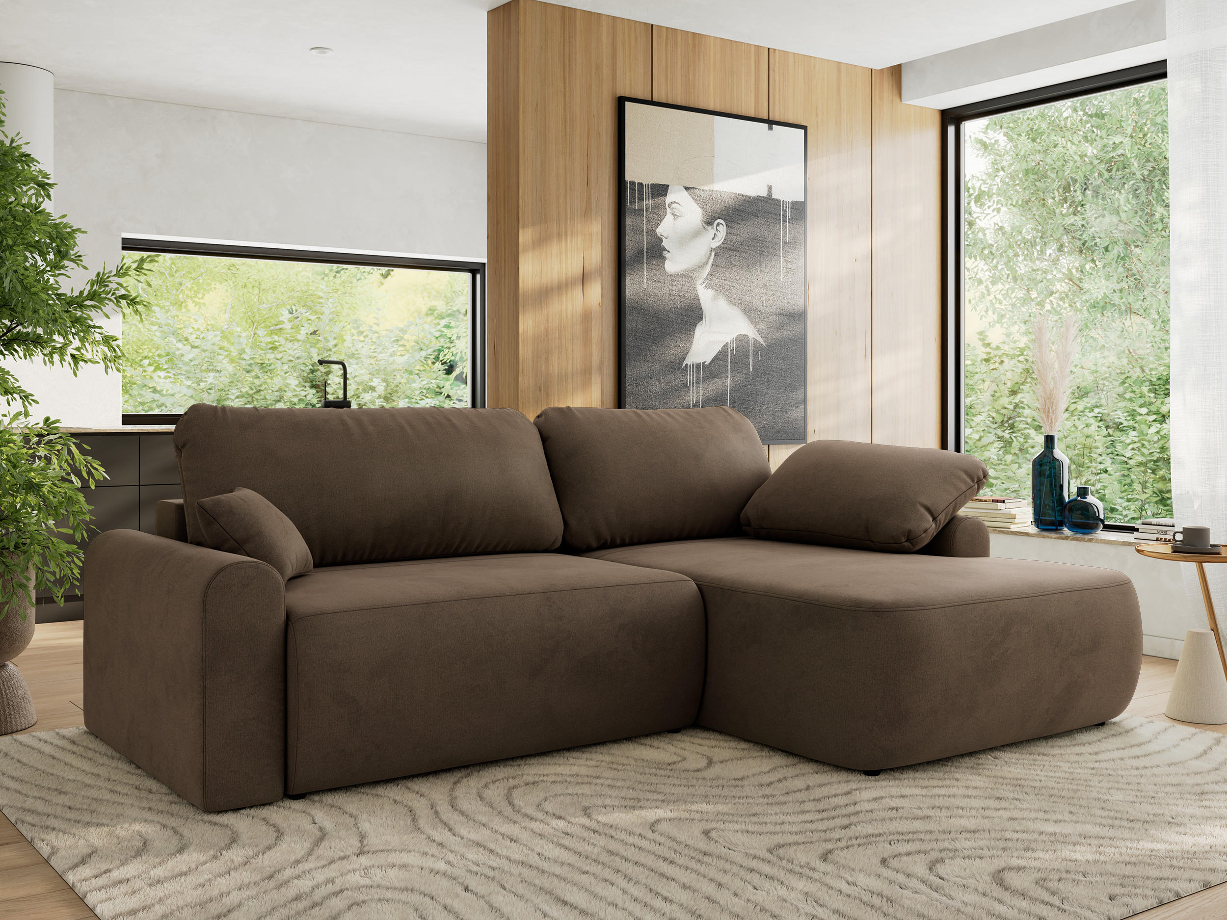 Thumbnail - MKS Eckschlafsofa, Braun, Textil, 4-Sitzer, L-Form,L-Form, 273x187 cm, Oeko-Tex®, Wohnzimmer, Sofas & Couches, Wohnlands...