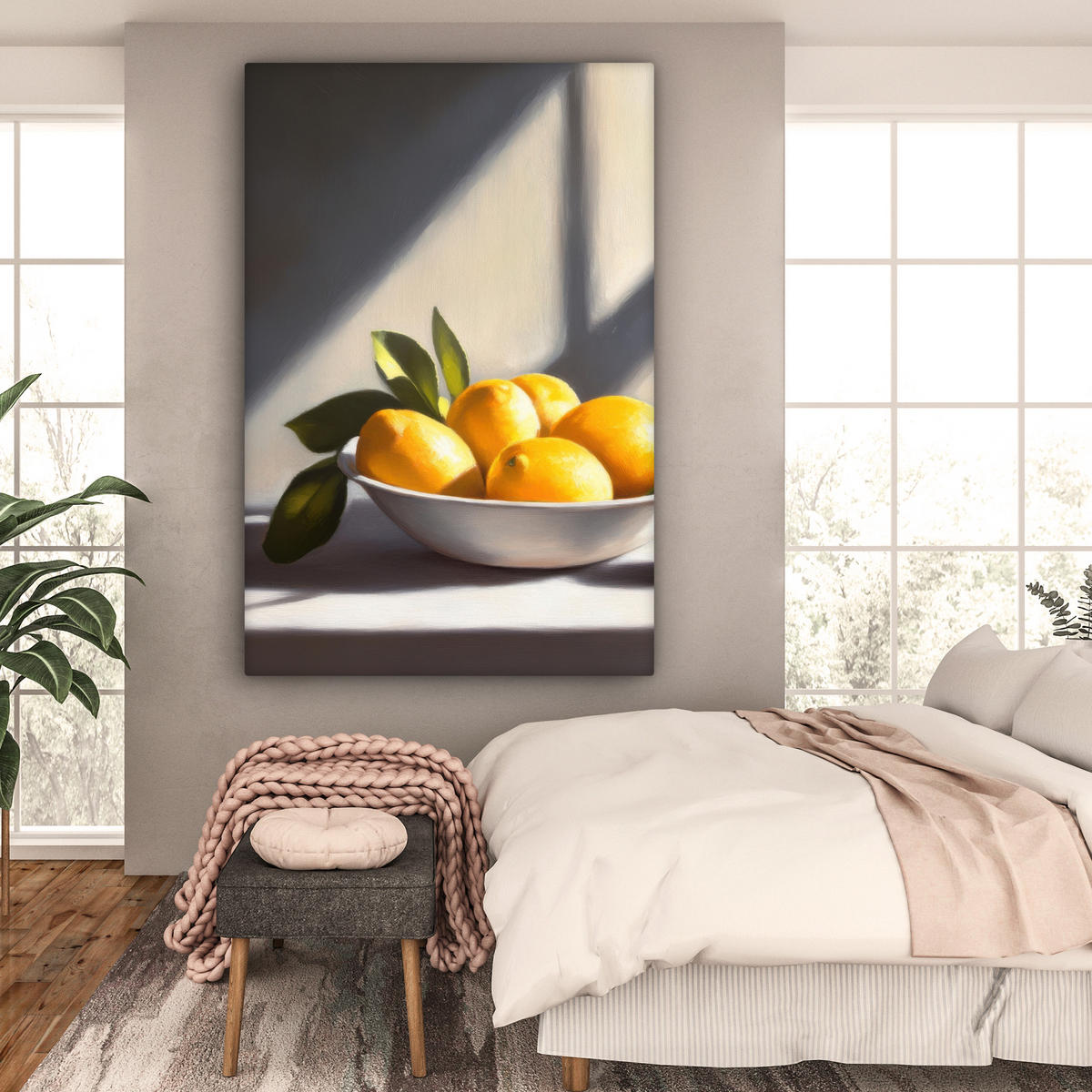 LEINWANDBILD Zitronen - Stilleben - Gelb 90x140 cm - Gelb, Textil (90/140cm) - MuchoWow