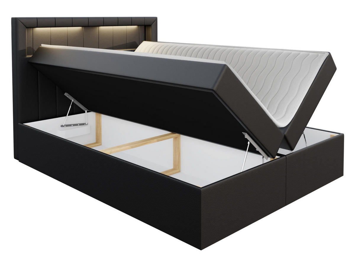 BOXBETT Aspen - Schwarz, Holz/Textil (160/200cm) - MIRJAN24