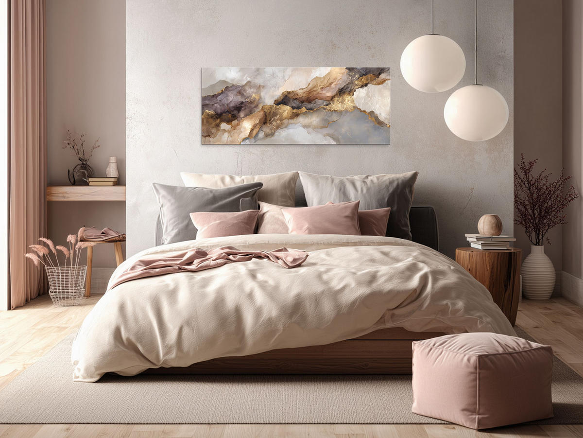 GLASBILD 125x50 cm abstrakte Kunst gold - Beige, Glas (125/50cm) - artissimo