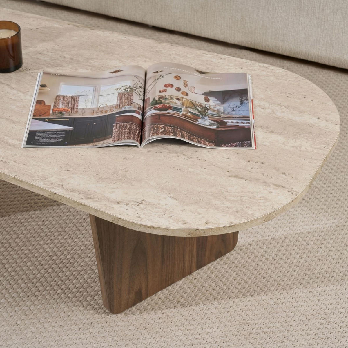 COUCHTISCH mit abgerundeter Tischplatte L130 cm 65/130/40 cm - Eichefarben, Holzwerkstoff (70/65/40cm) - Calicosy