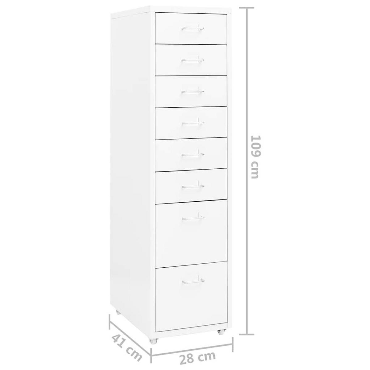 AKTENSCHRANK Mit Rollen Weiss 28/41/109 Cm Metall - Weiß, Metall (41/109/28cm) - vidaXL